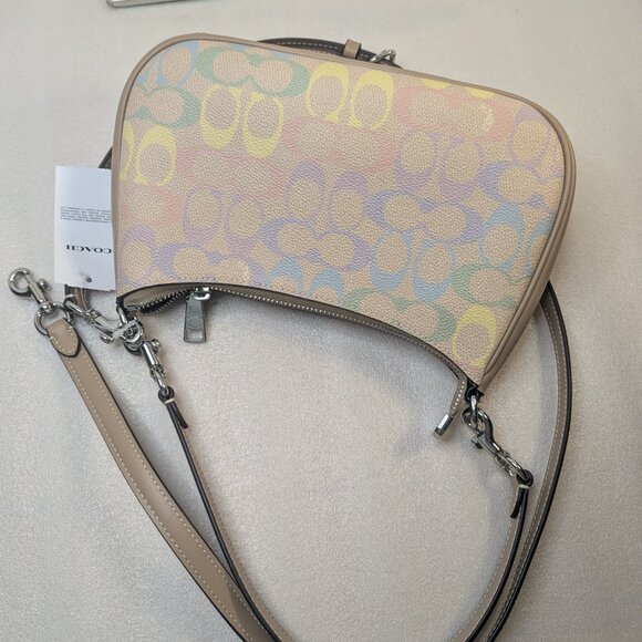 NWT Coach Teri Shoulder Bag In Rainbow Signature Canvas - Picture 9 of 13